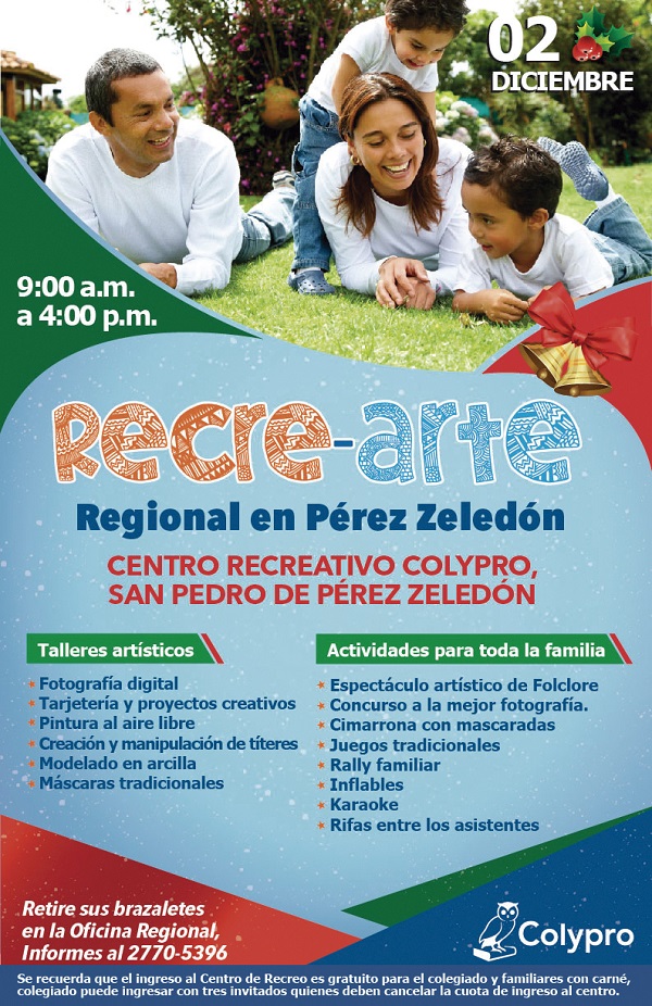 afiche Recrearte Regional en Pérez Zeledón 2 Dici.
